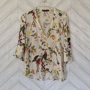 Zara Woman Floral Popover Top